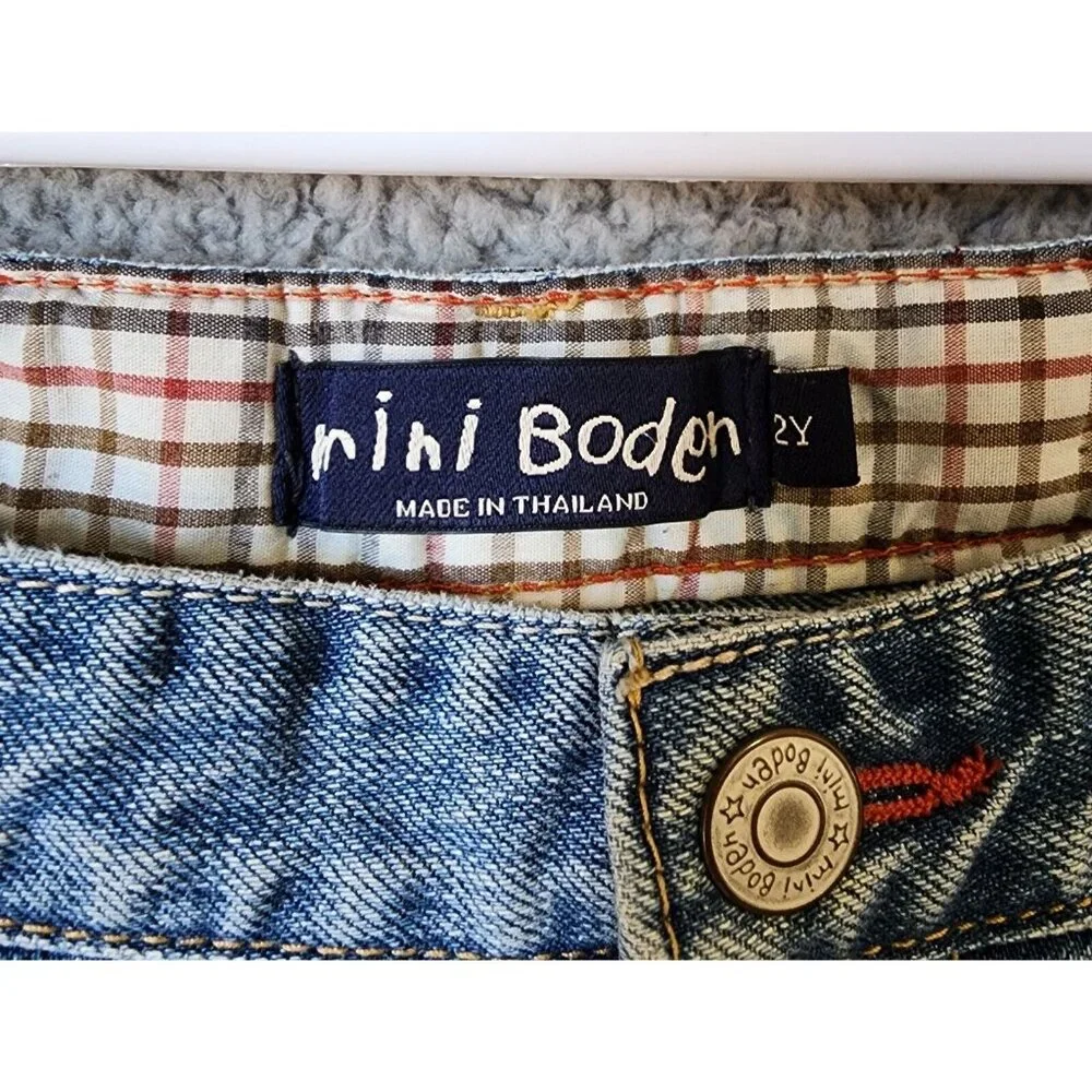 Mini Boden Blue Denim‎ Stretch Waist Jeans Youth Size 2Y 100% Cotton